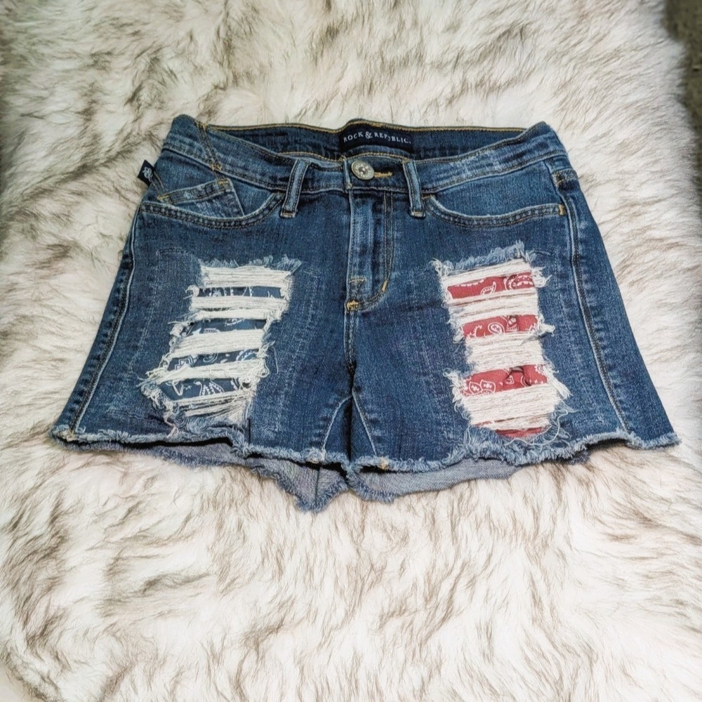Rock & Republic Red, White & Blue Cutoff Shorts Size 2